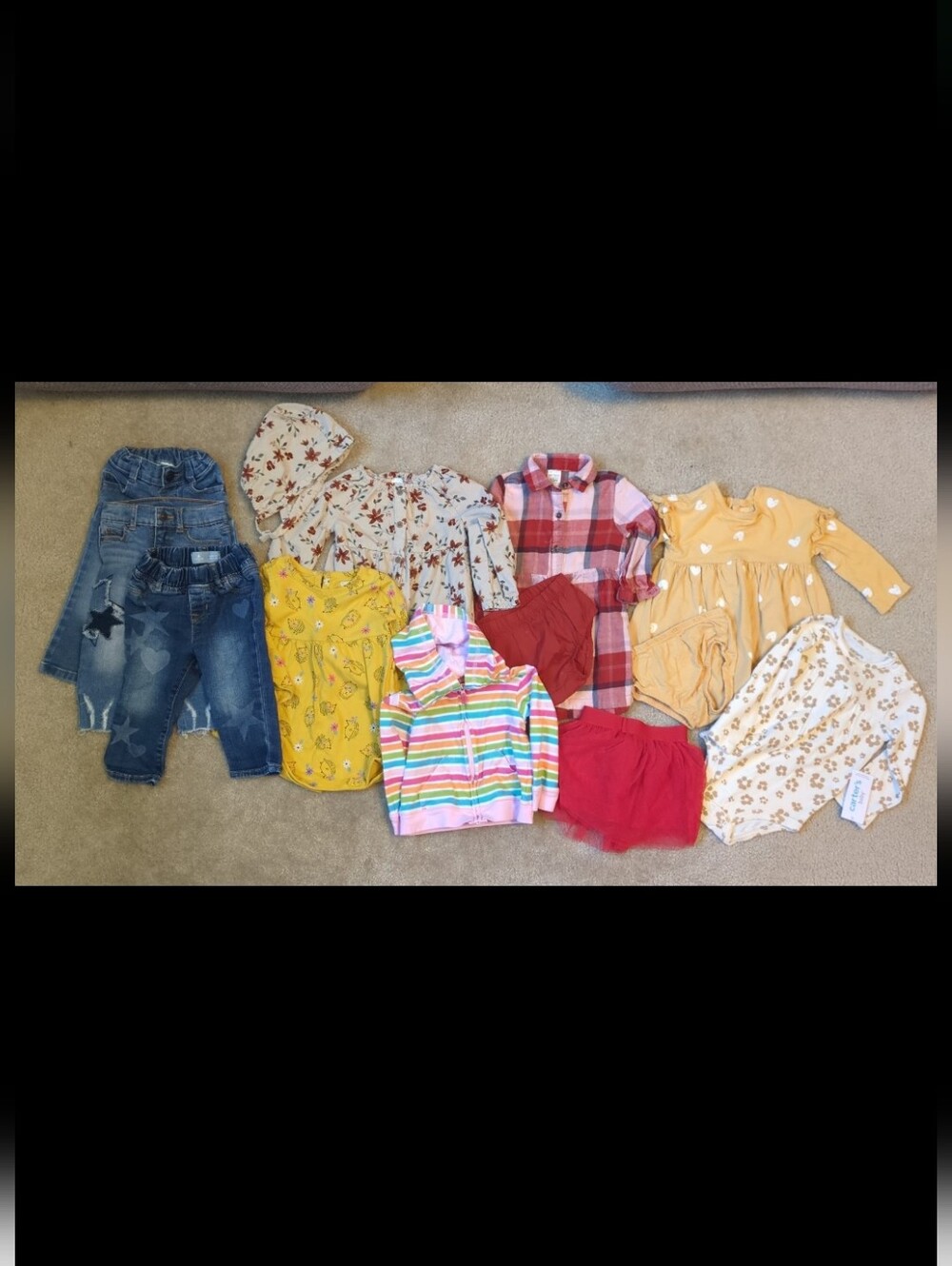 Baby Girl 12 Months Mixed Clothing Lot-Dresses, Bloomers, Jeans, Jacket